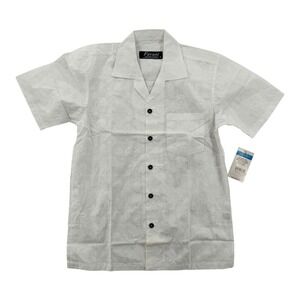 Favant Hawaiian Shirt Mens Small Short Sleeve Button Up White Floral Vintage NWT